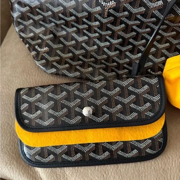 Goyard Brown Chevron Saint Louis Tote with Black Trim - Picture 3 of 9